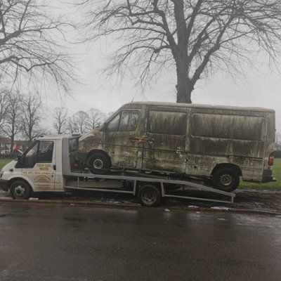 Old van that's been collected for disposal