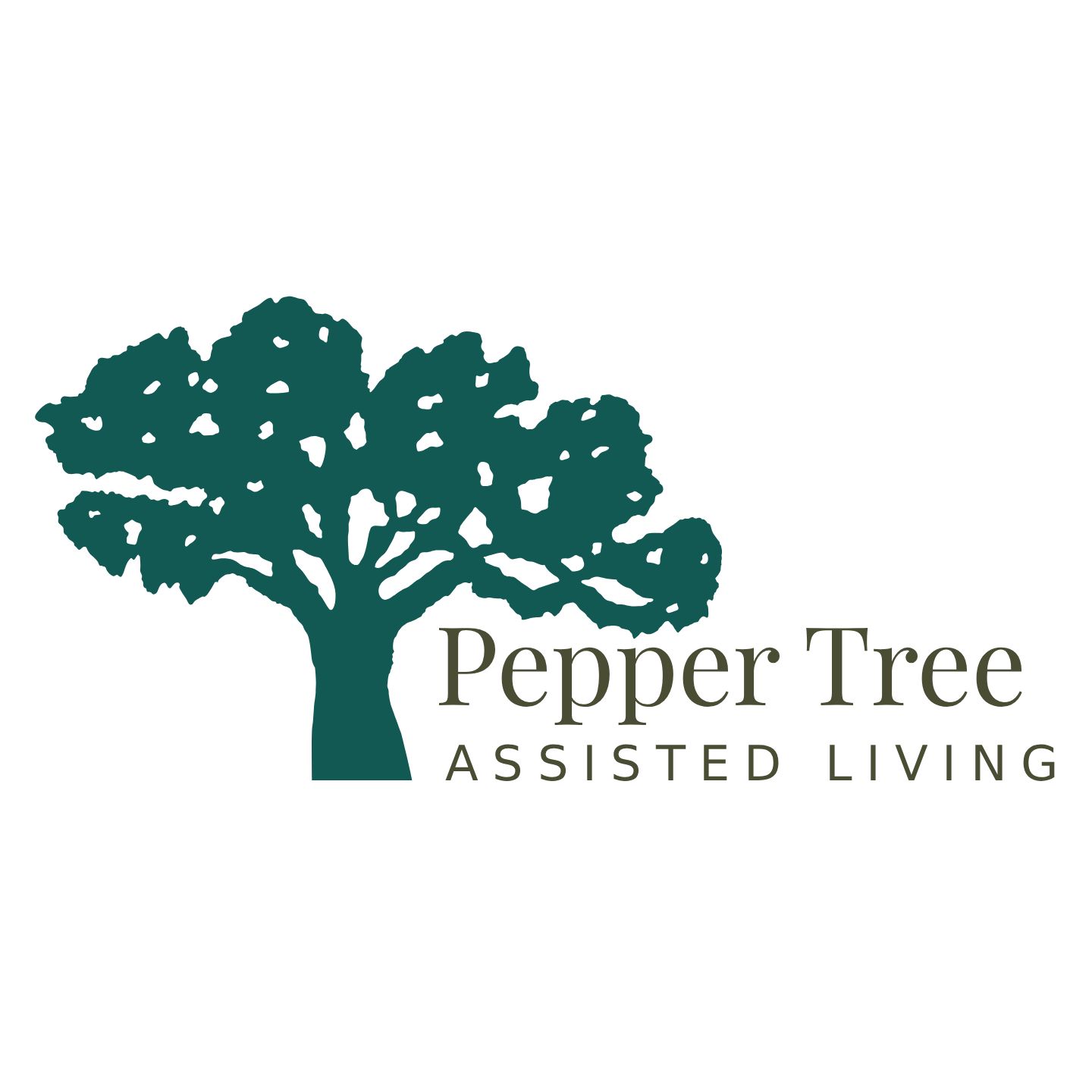 Sister Facility logo of Pepper Tree Assisted Living: A green tree silhouette beside text on a white background.