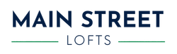 Main Street Lofts logo in navy and green text on a white background
