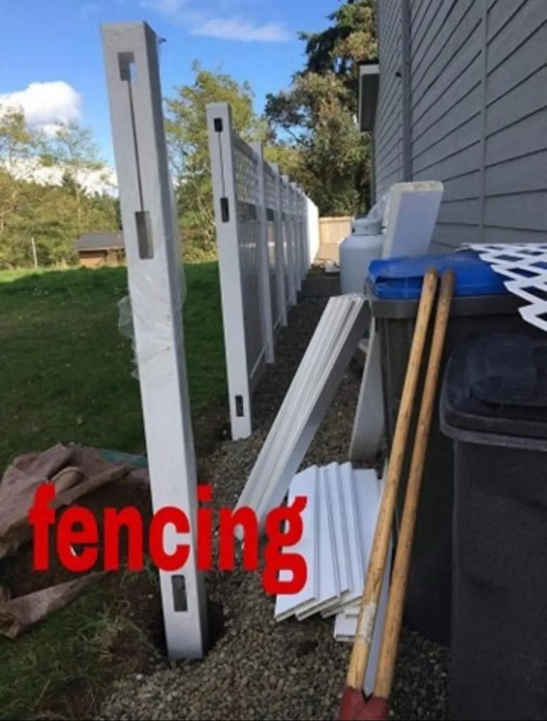 A picture of a fence with the word fencing in red