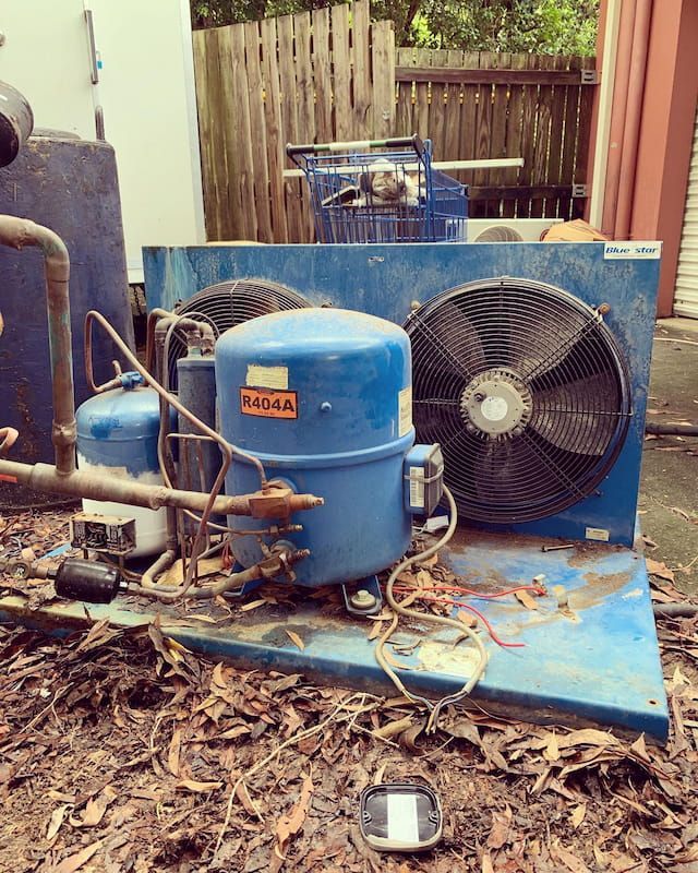 A Blue Compressor and Two Fans — Davies Refrigeration & Air Conditioning in Nambour, QLD