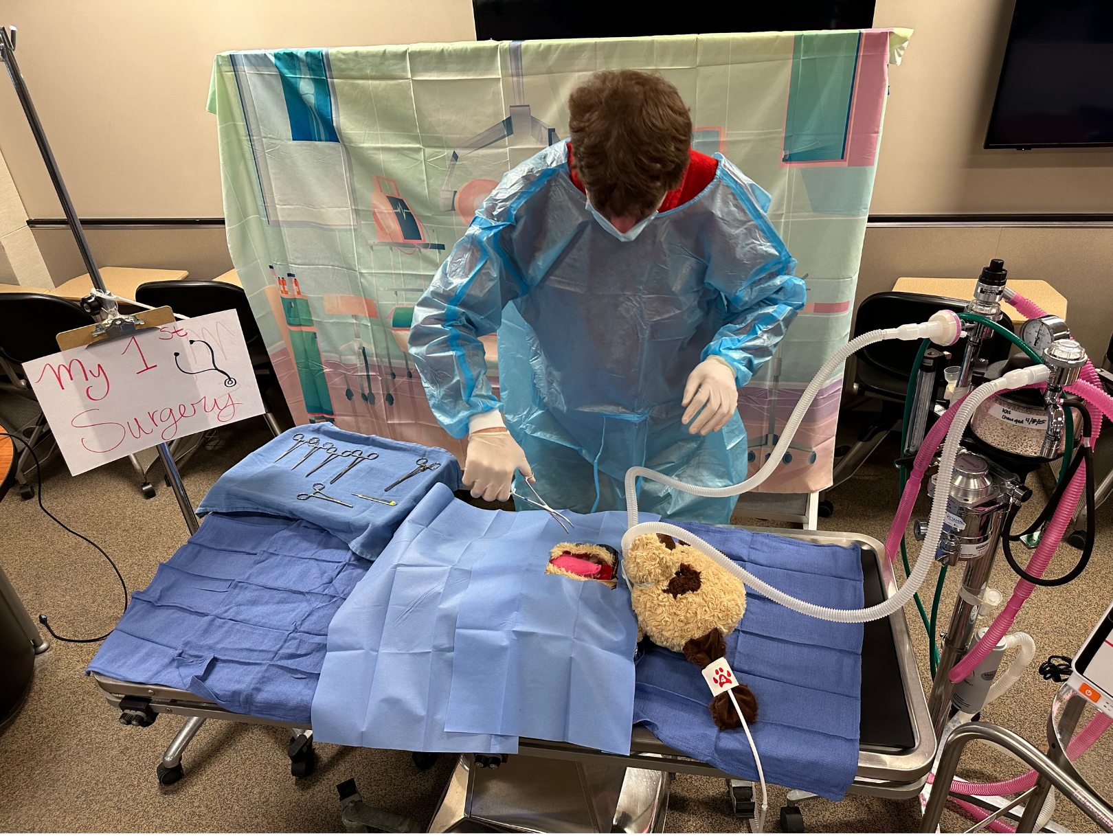 A vet performing surgery on an animal