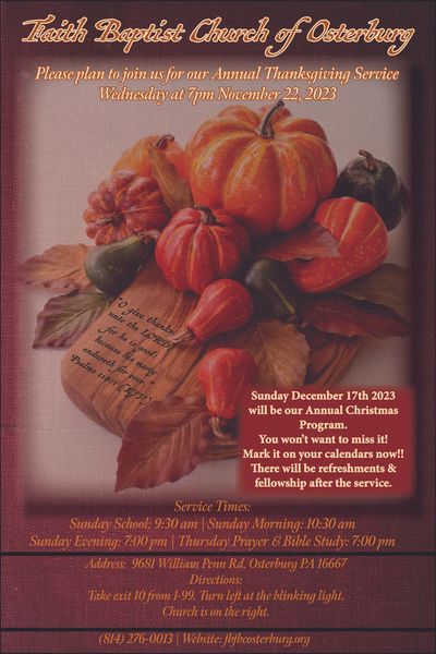 Penn Valley Church: Telford, PA > Thanksgiving Day