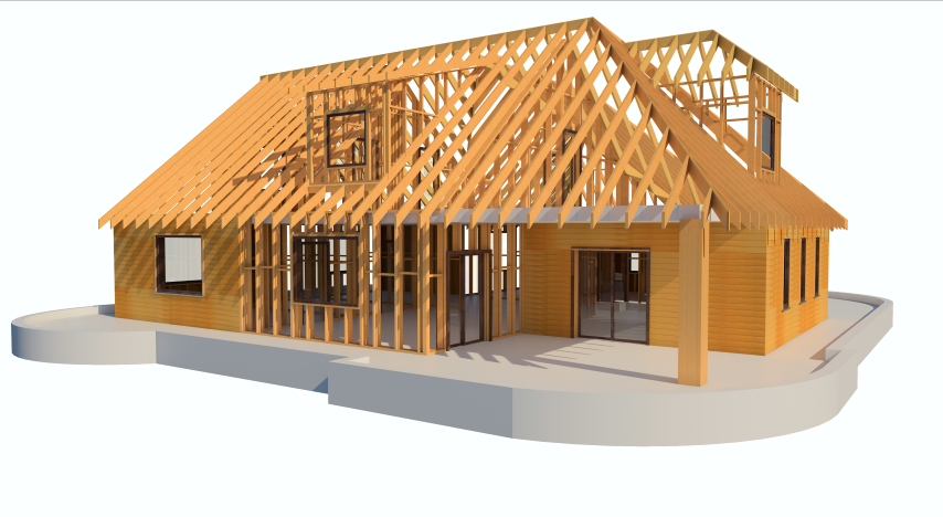 Houtskelet bouw project met duurzame materialen