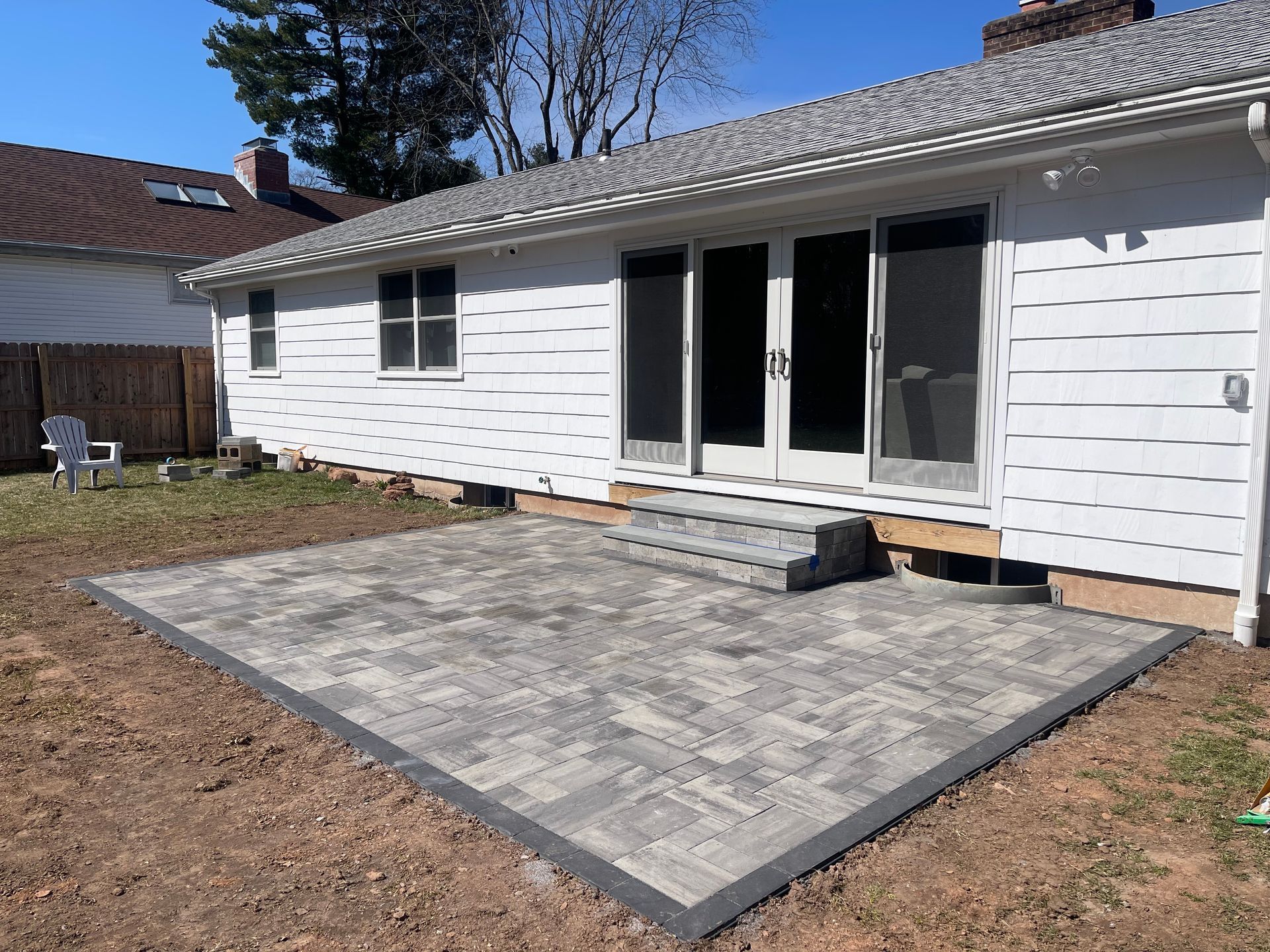 Nicolock Paver Patio with Bluestone Steps in West Hartford, Connecticut Landscape Solutions