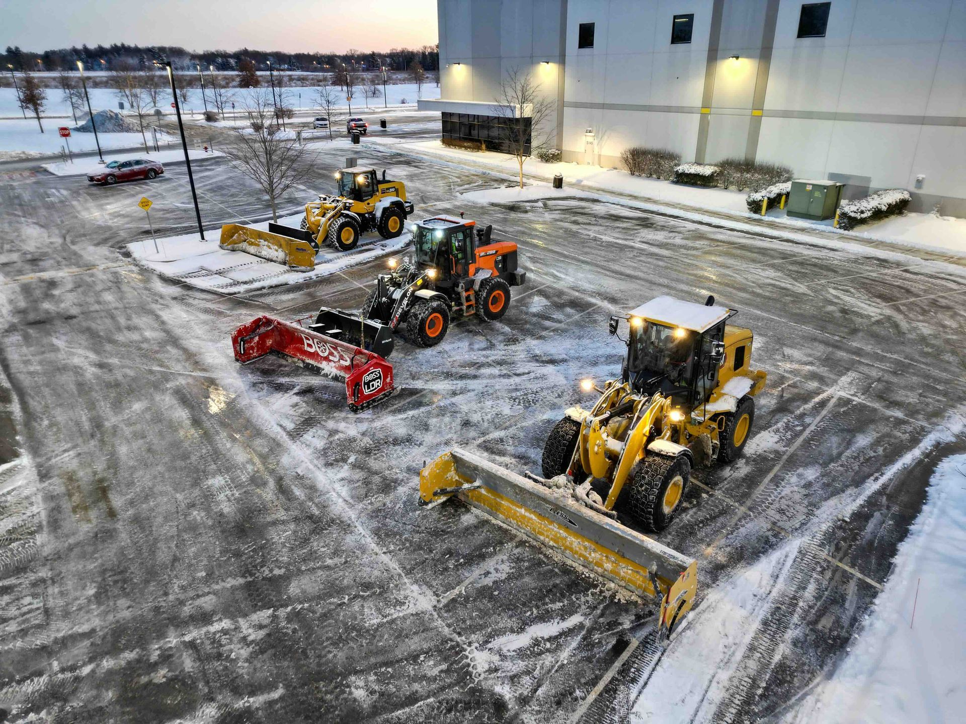 commercial snow removal loaders at commercial facility in Connecticut