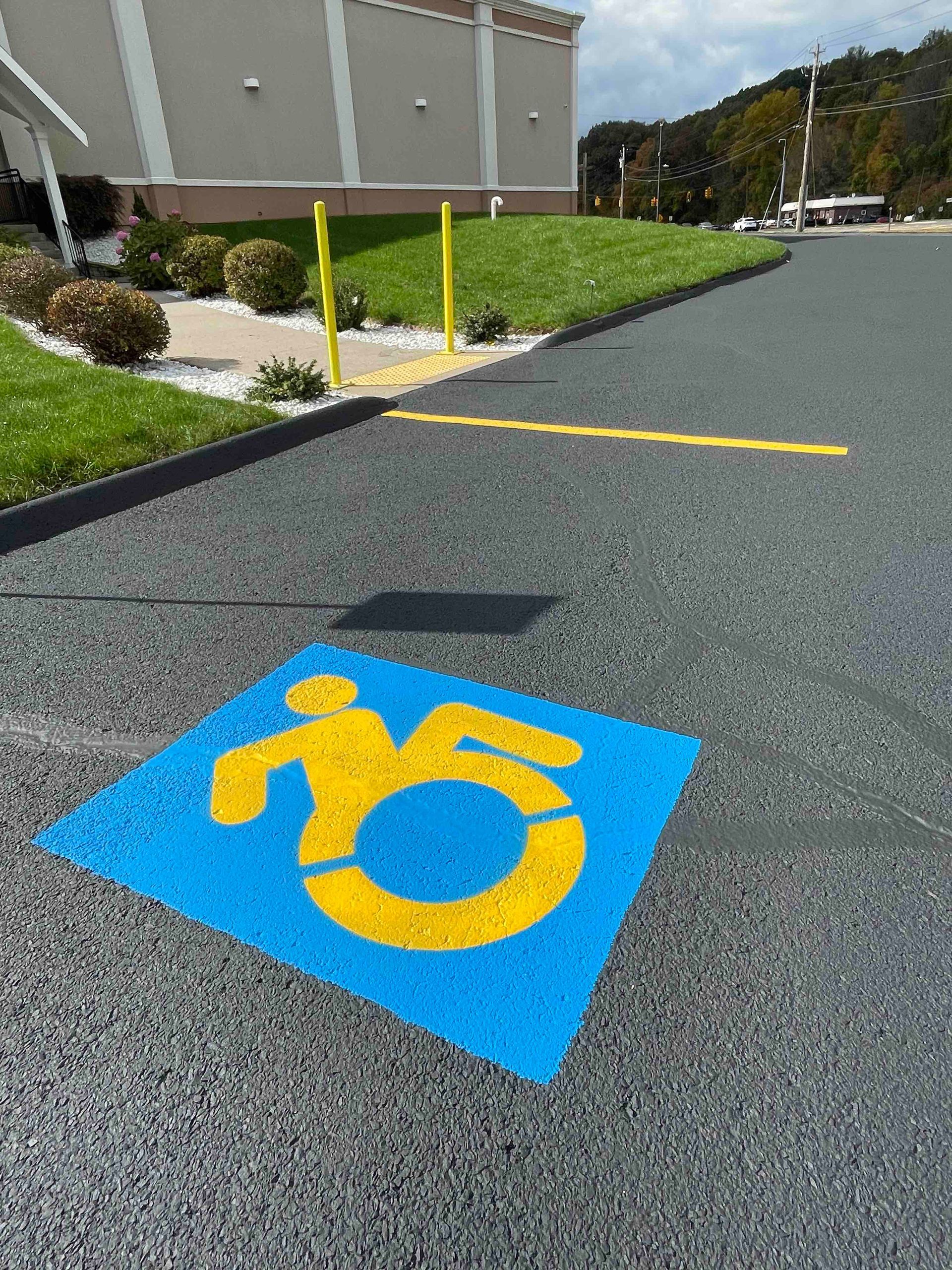 parking lot line striping, seal coating, and handicap marker painted in glastonbury, ct
