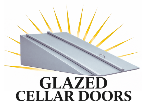 A logo for glazed cellar doors with a ramp