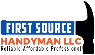 First Source Handyman LLC logo with blue, orange, black text and tagline “Reliable Affordable Professional”