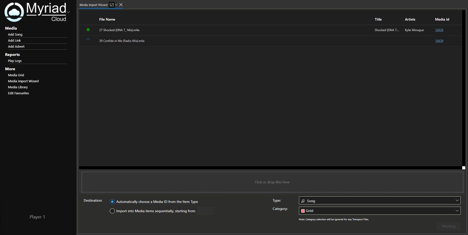 Uploading content via Myriad Anywhere