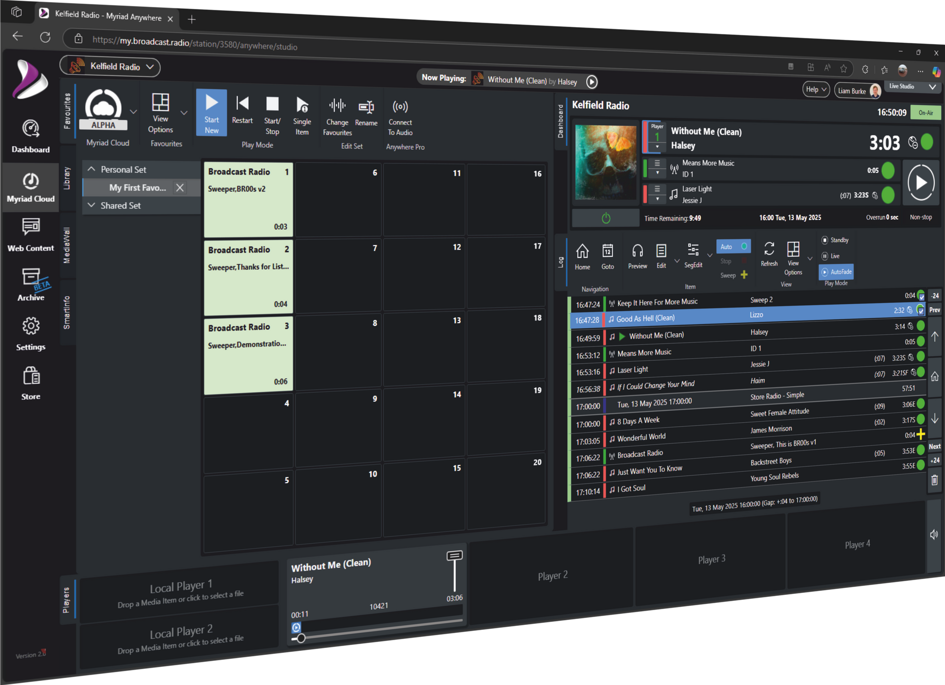 Myriad Cloud being used for a live radio show.