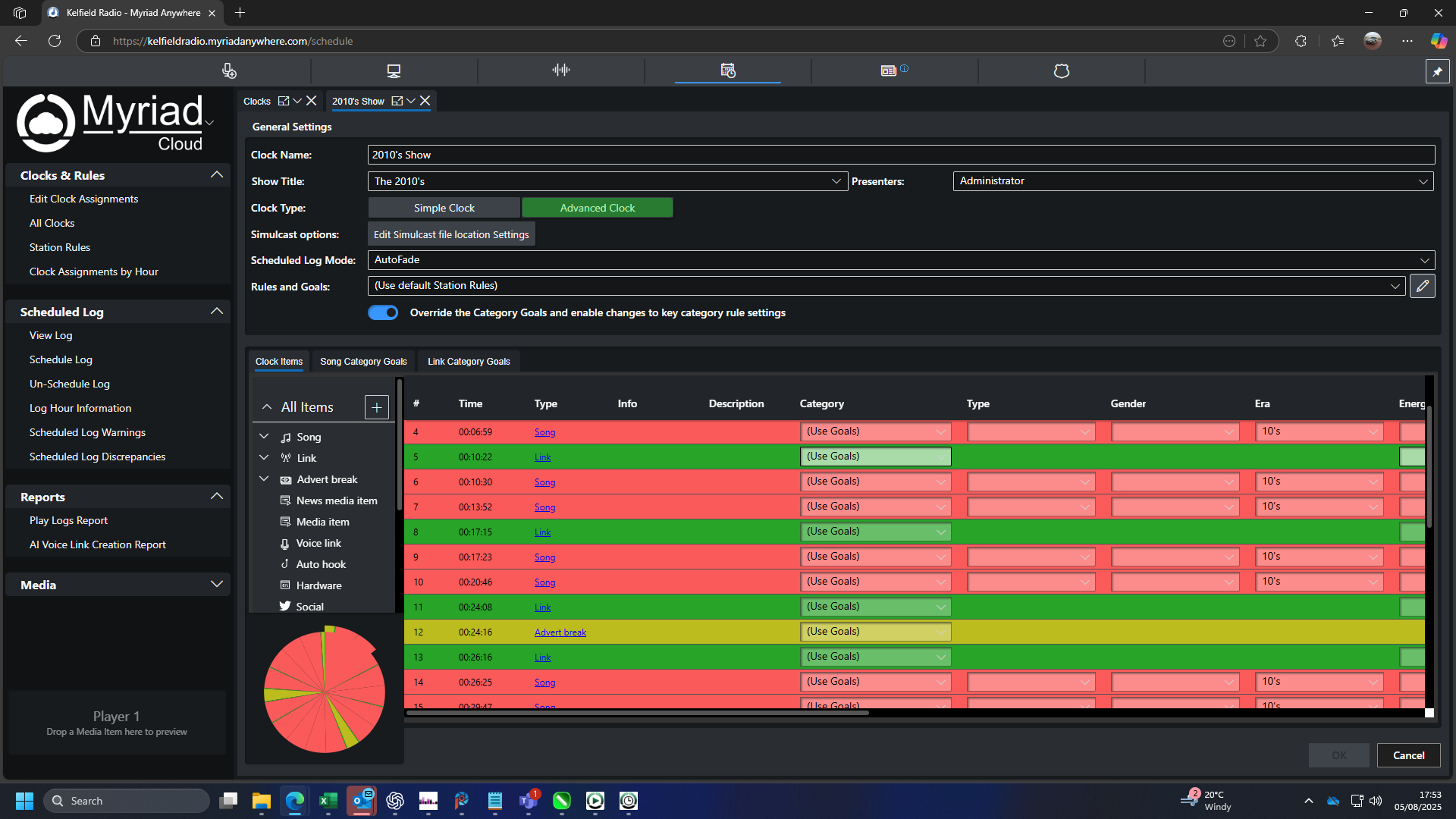 Building and editing Clocks via Myriad Anywhere.