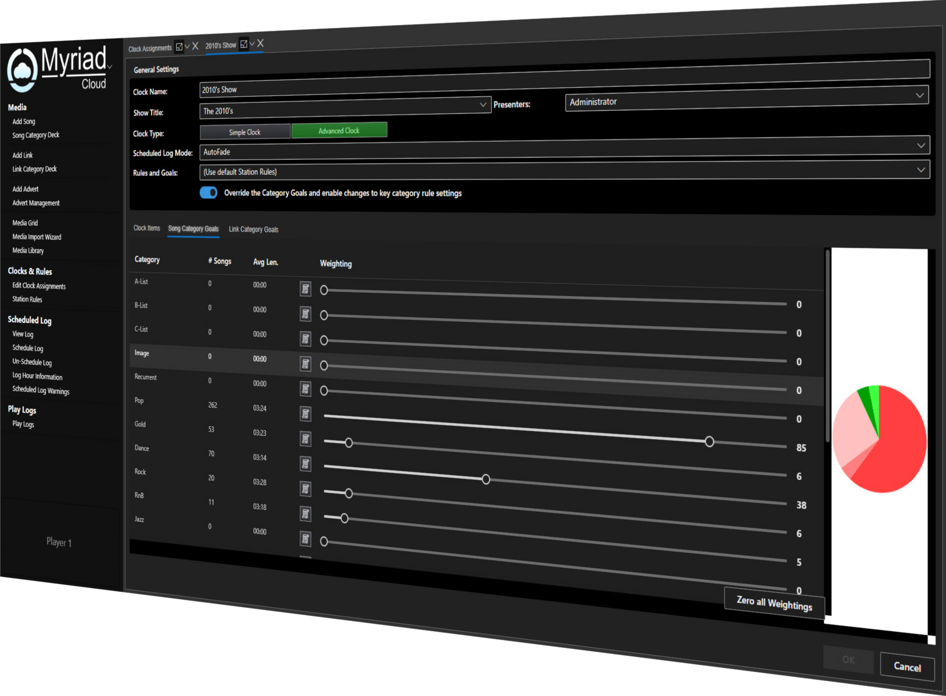 Myriad Anywhere Schedule screen shot.