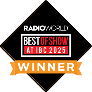 Radio World Best In Show IBC2025 Award badge.