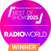 Radio World Best In Show NAB2025 Award badge.