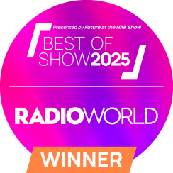 Radio World Best In Show NAB2025 Award badge.