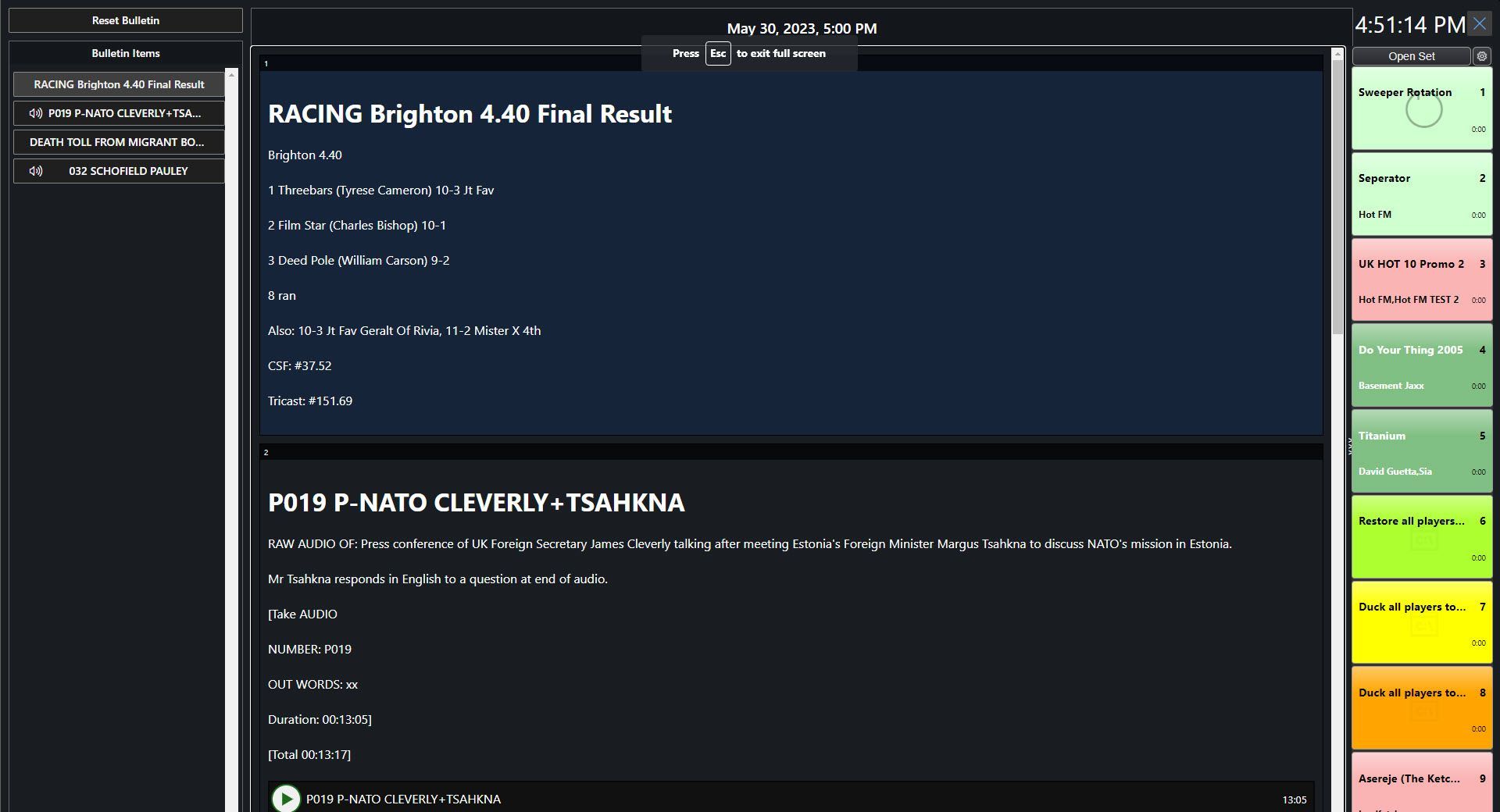 Myriad News Bulletin Reader
