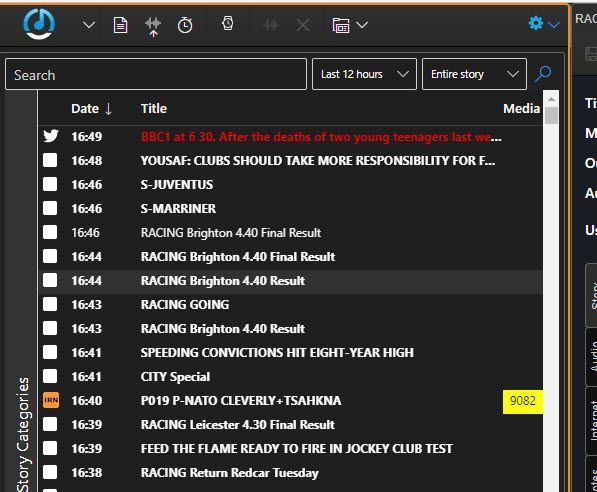 Myriad News screen shot showing the story browser.