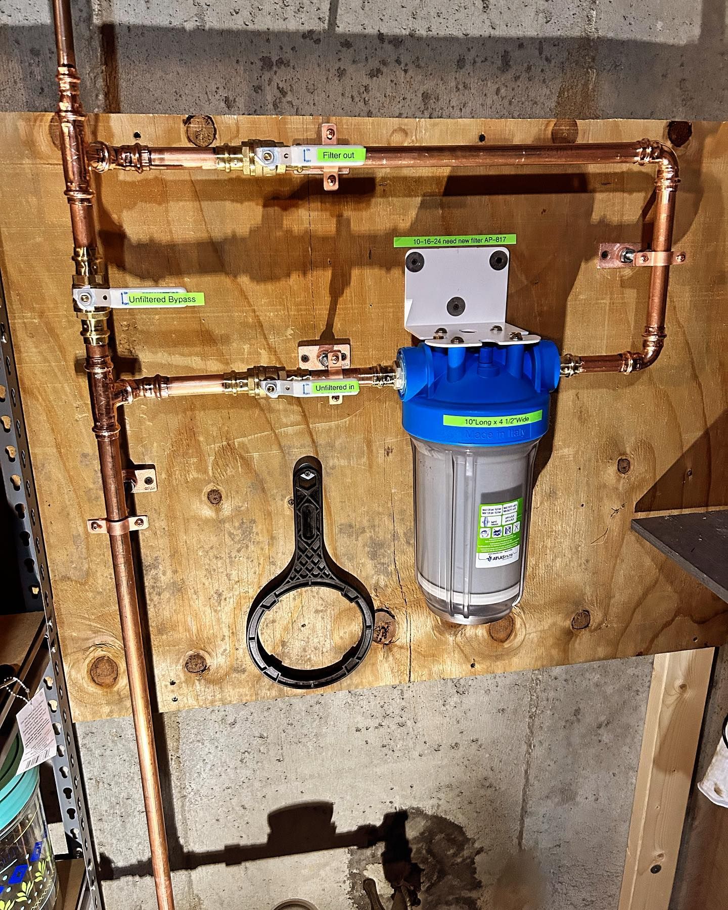 A copper pipe with a filter attached to it