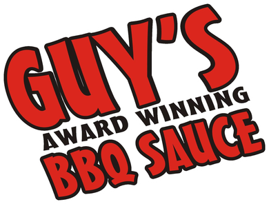 Logo reading “Guy’s Award Winning BBQ Sauce” in bold red and black text.