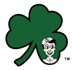 Green shamrock with a smiling boy wearing a cap.