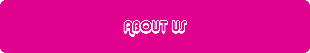 A pink button that says about us on it