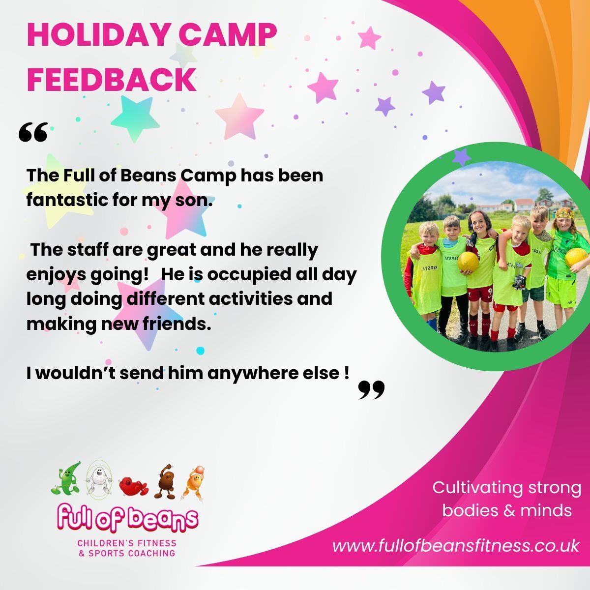 The full of beans camp has been fantastic for my son
