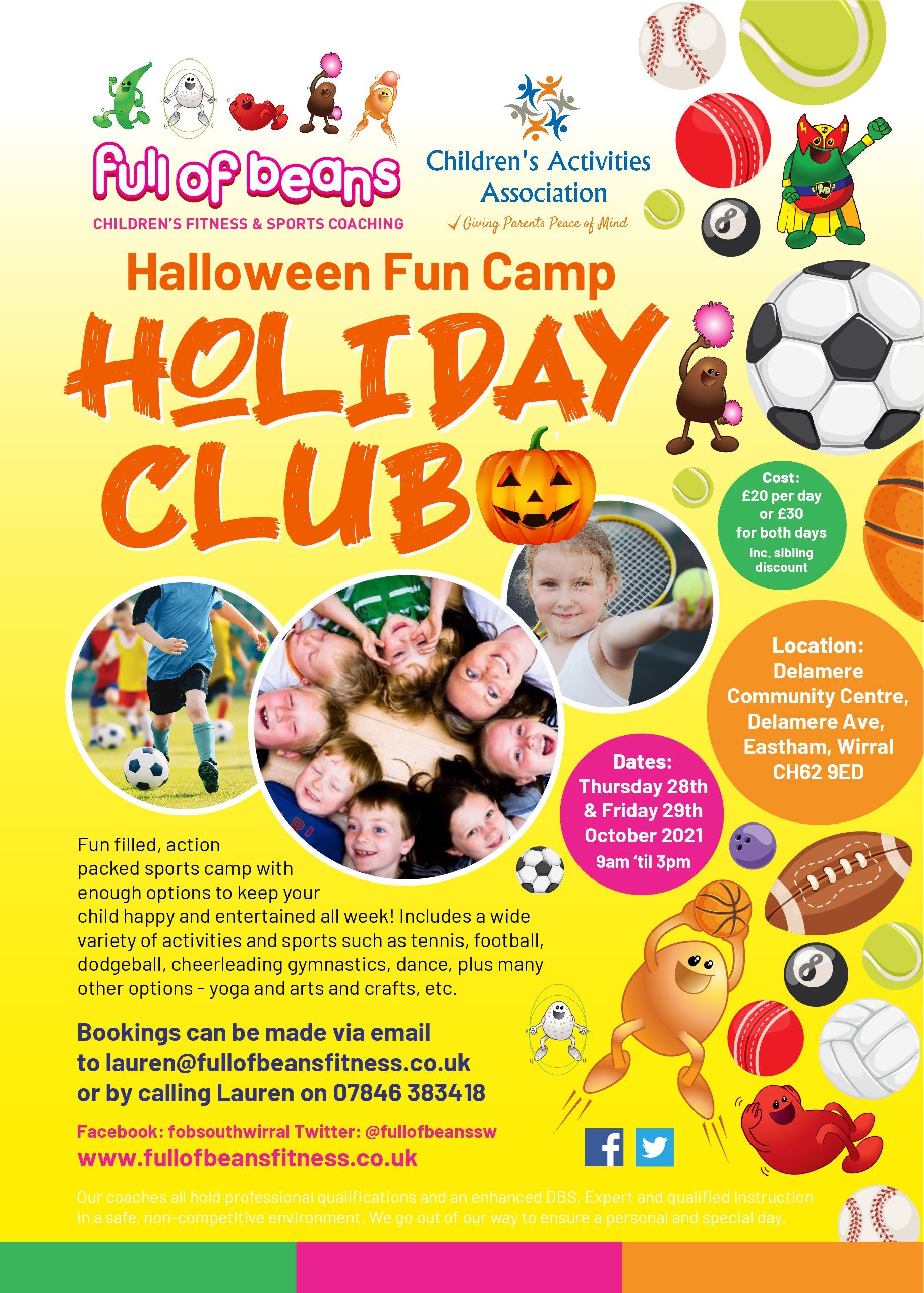 A poster for a halloween fun camp holiday club.