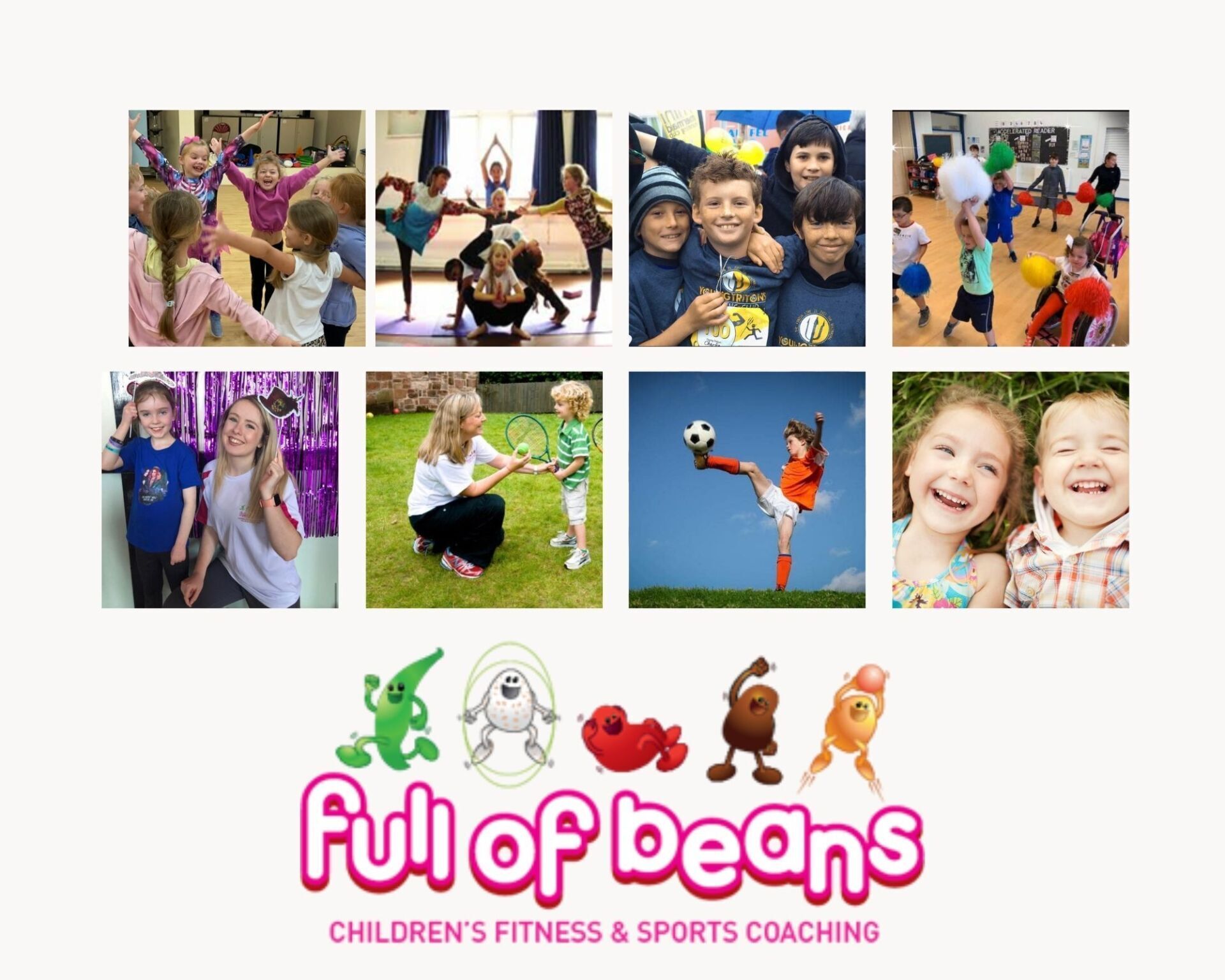 A full of beans children 's fitness and sports coaching logo