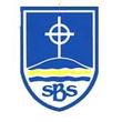 A blue and white shield with a cross on top of it.