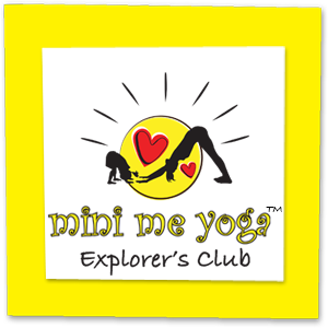 A logo for mini me yoga explorer 's club