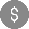 Gray circle with a white dollar sign icon