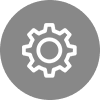 Gray gear/settings icon inside a circle
