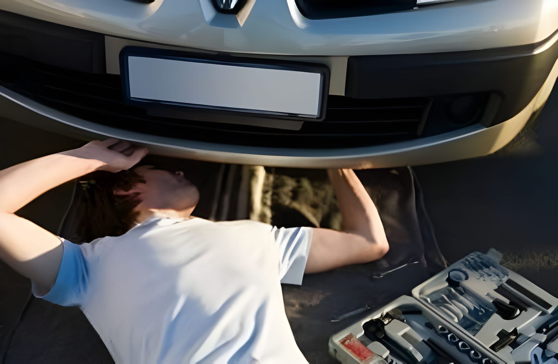 A Man Working on The Underside of A Car — Woden Automotive Services in Phillip, ACT