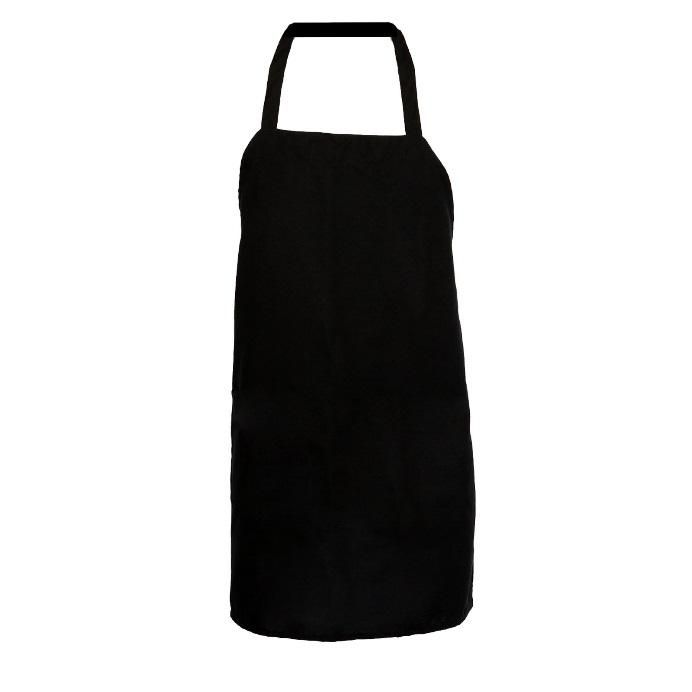 A black apron with a black handle on a white background