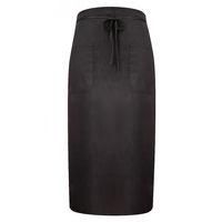 A black pencil skirt with a tie around the waist on a white background.