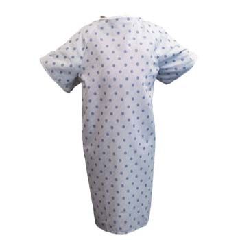 A white hospital gown with polka dots on it