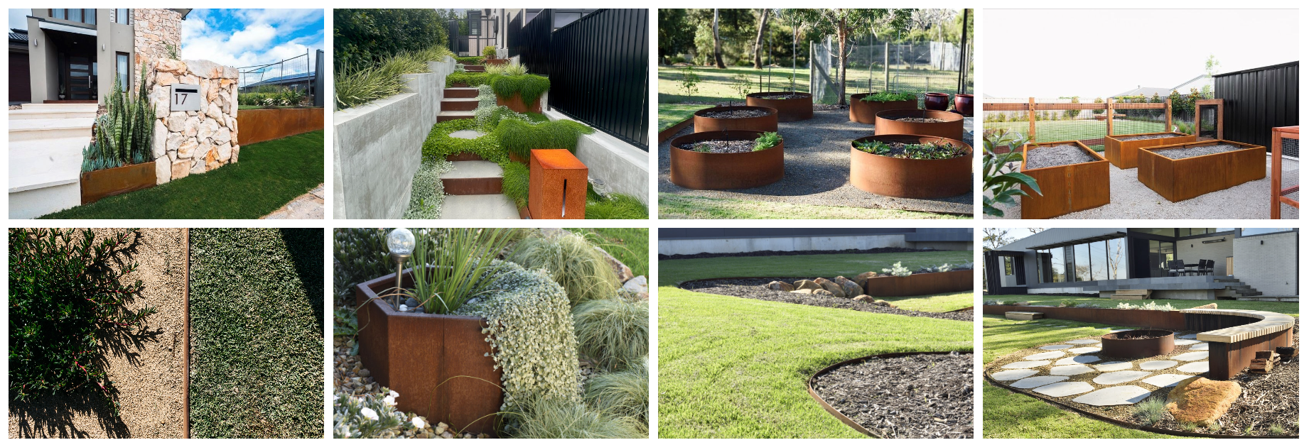 A collage of pictures of different types of planters in a garden — Burnetts On Barney in Kiama, NSW