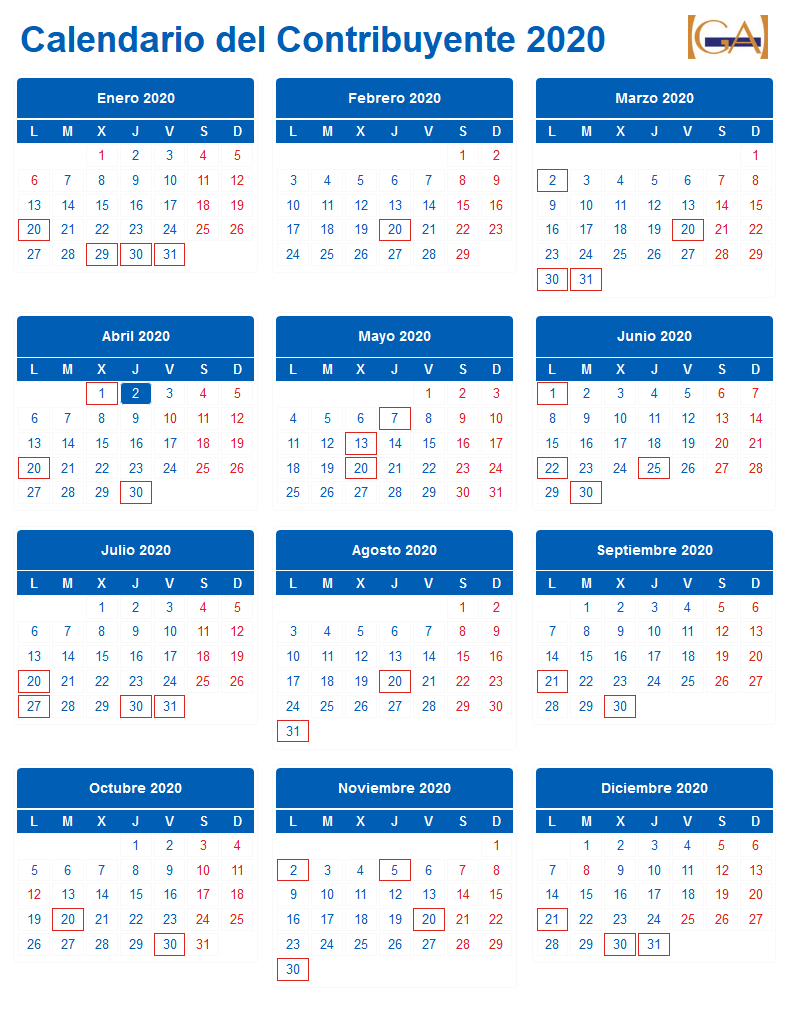 Gestalacant Calendario Contribuyente 2020