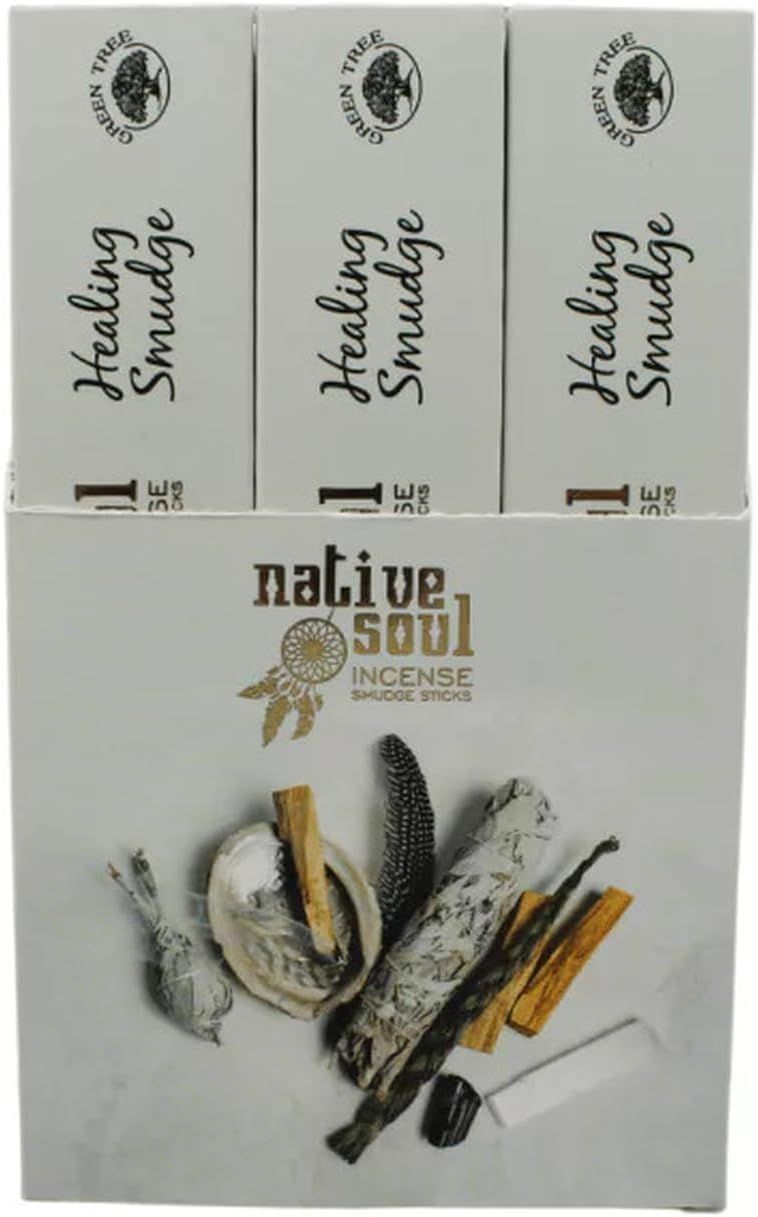 A box of native soul incense with a feather in it