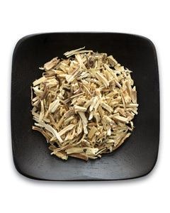 A black plate topped with a pile of dried mushrooms.