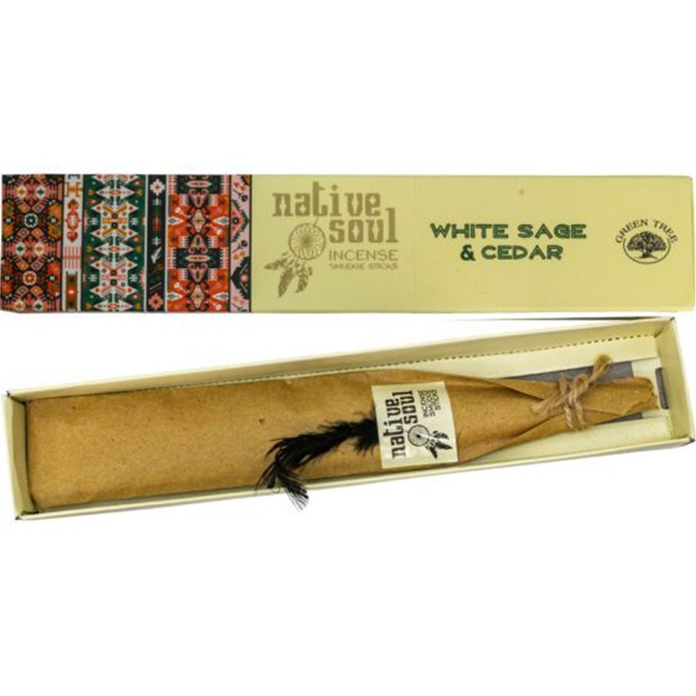 Native soul white sage and cedar incense in a box