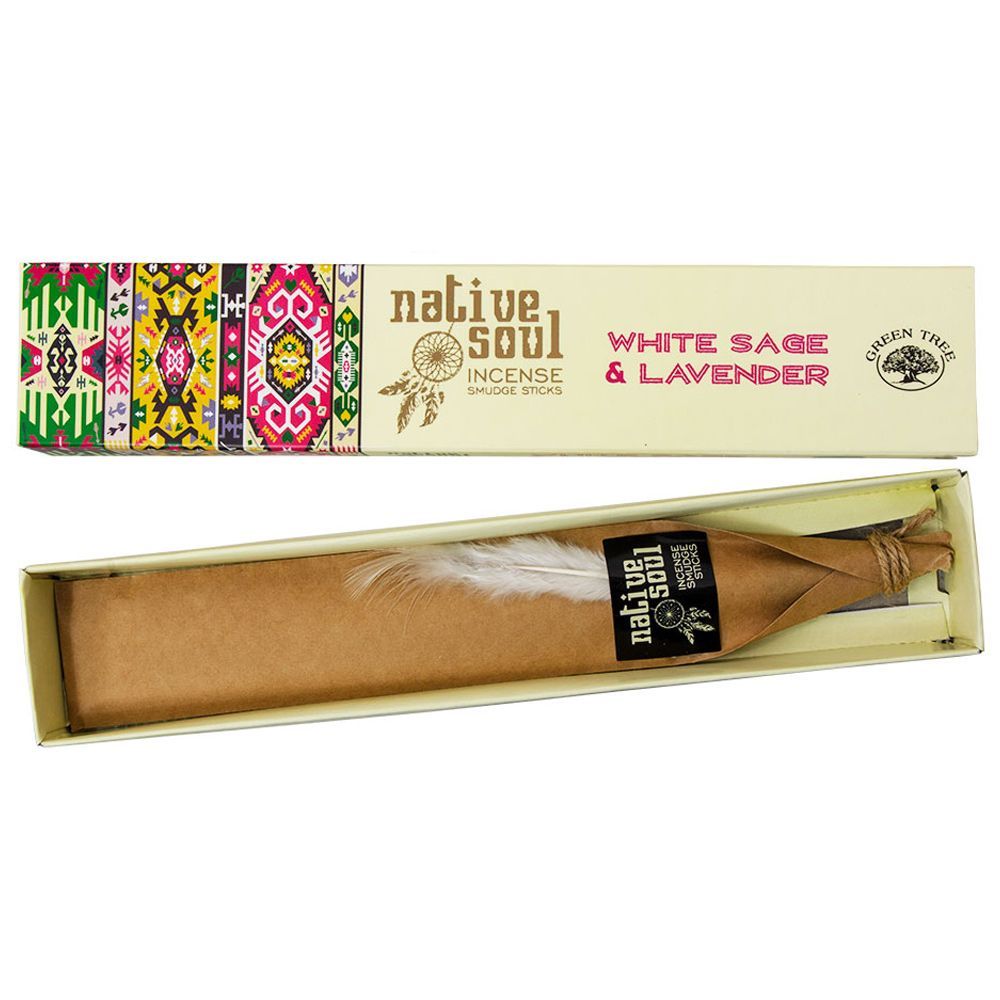 A box of native soul white sage and lavender incense