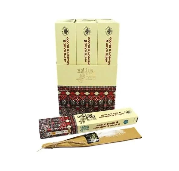 A box of incense sticks with a feather on it.