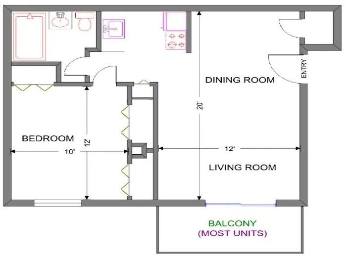 Floor Plan:1 Bed · 1 Bath