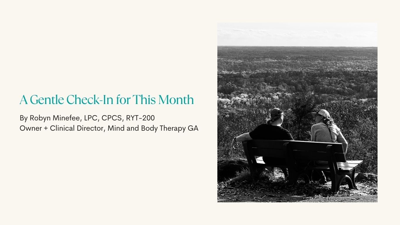 Black and white photo of a couple on a bench overlooking a vast landscape, with text on the left, 