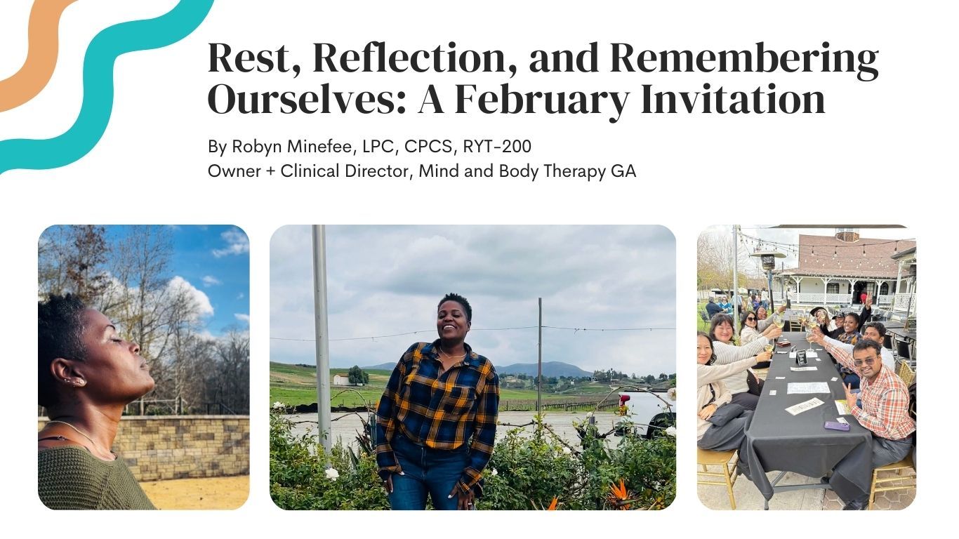 Presentation slide with three photos: woman near trees, smiling woman outdoors, people at a table.