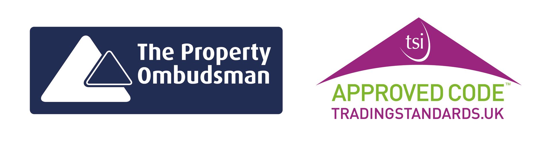 Two logos for the property ombudsman and approved code
