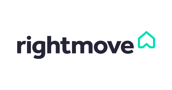 The logo for rightmove is black and green with a house icon.