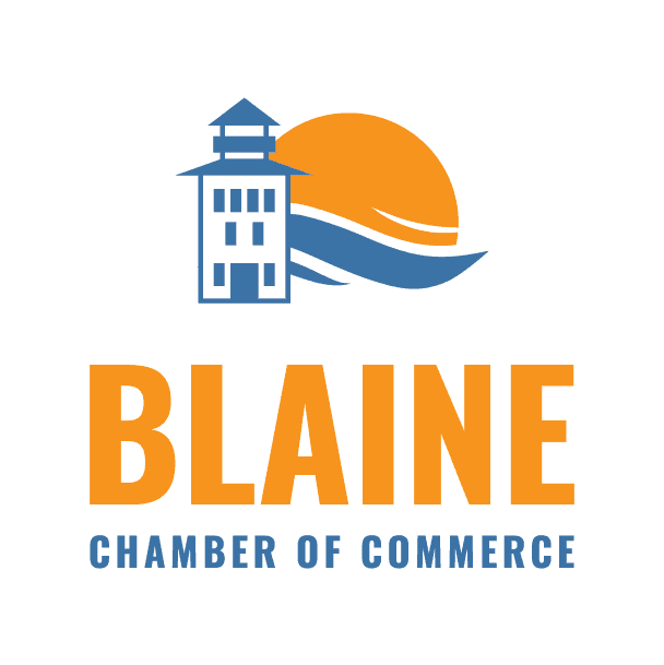 A logo for the Blaine chamber of commerce
